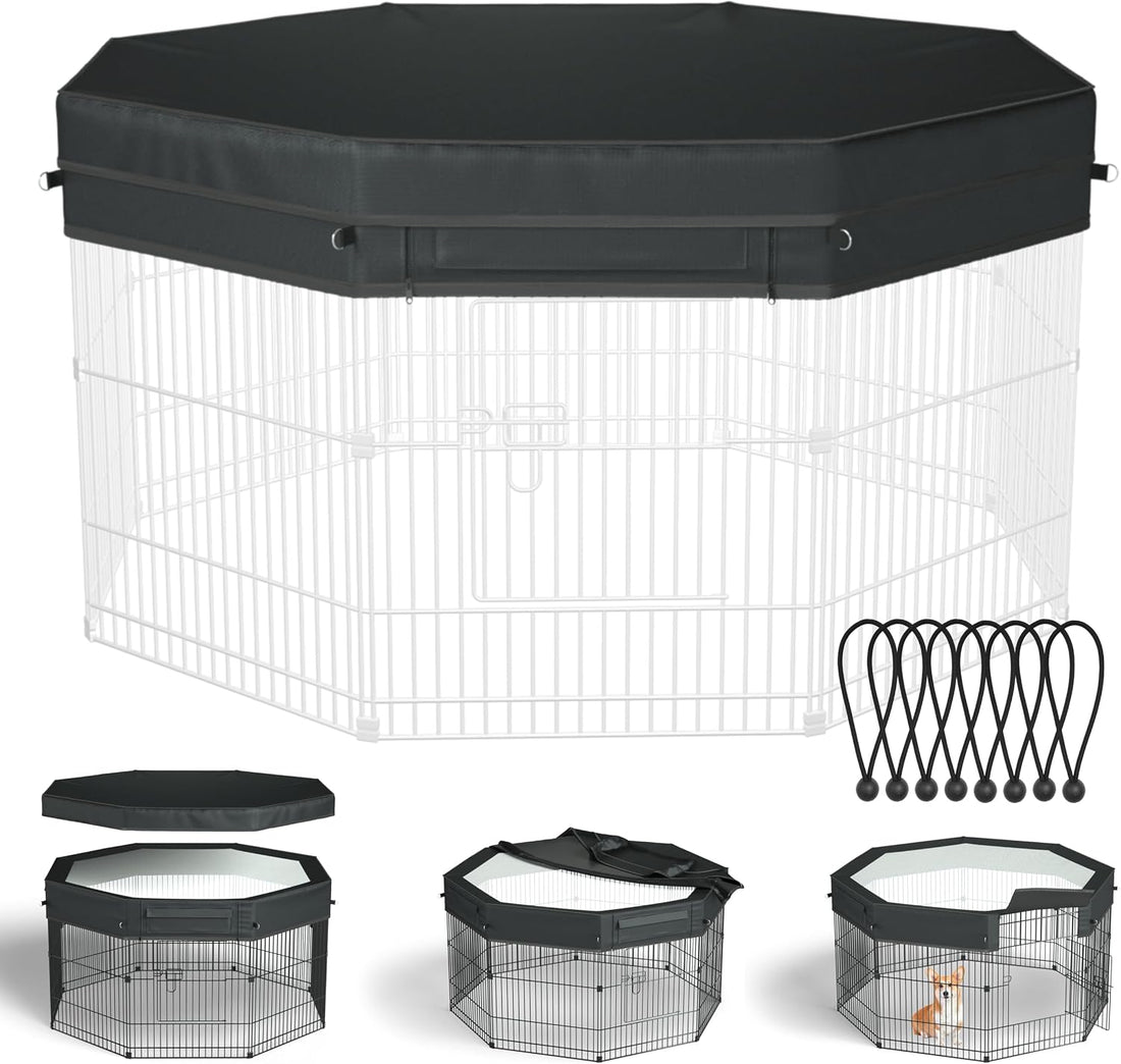 Dog Playpen Cover Reinforced with Waterproof Sunshade Curtain