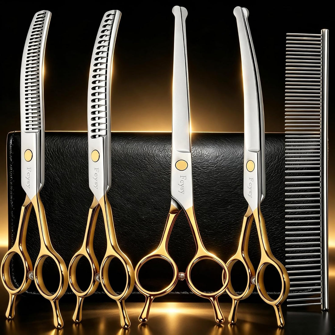 Dog Grooming Scissors Kit, Curved Pet Grooming Shears Set