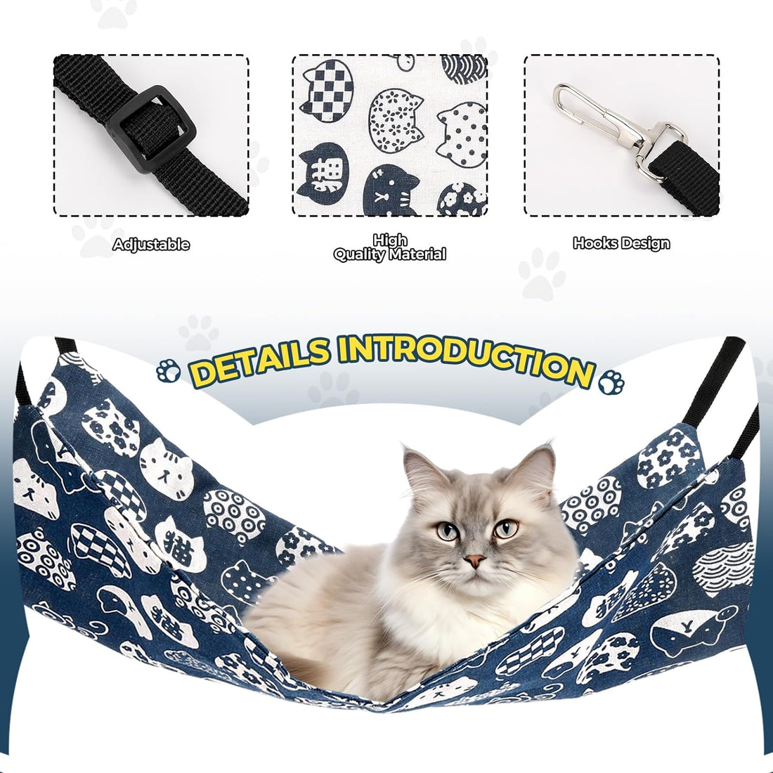 Admaison Cat Hammock for Cage Hanging Reversible 2Pack,Pet Hammock