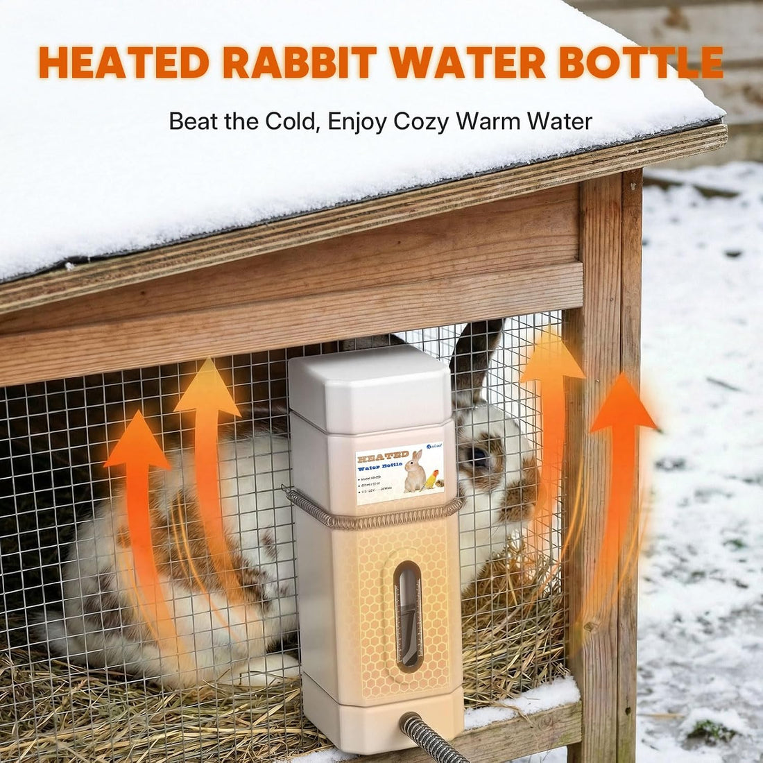 Salcod 22 oz Heated Rabbit Water Bottle for Cage, No-Drip Design
