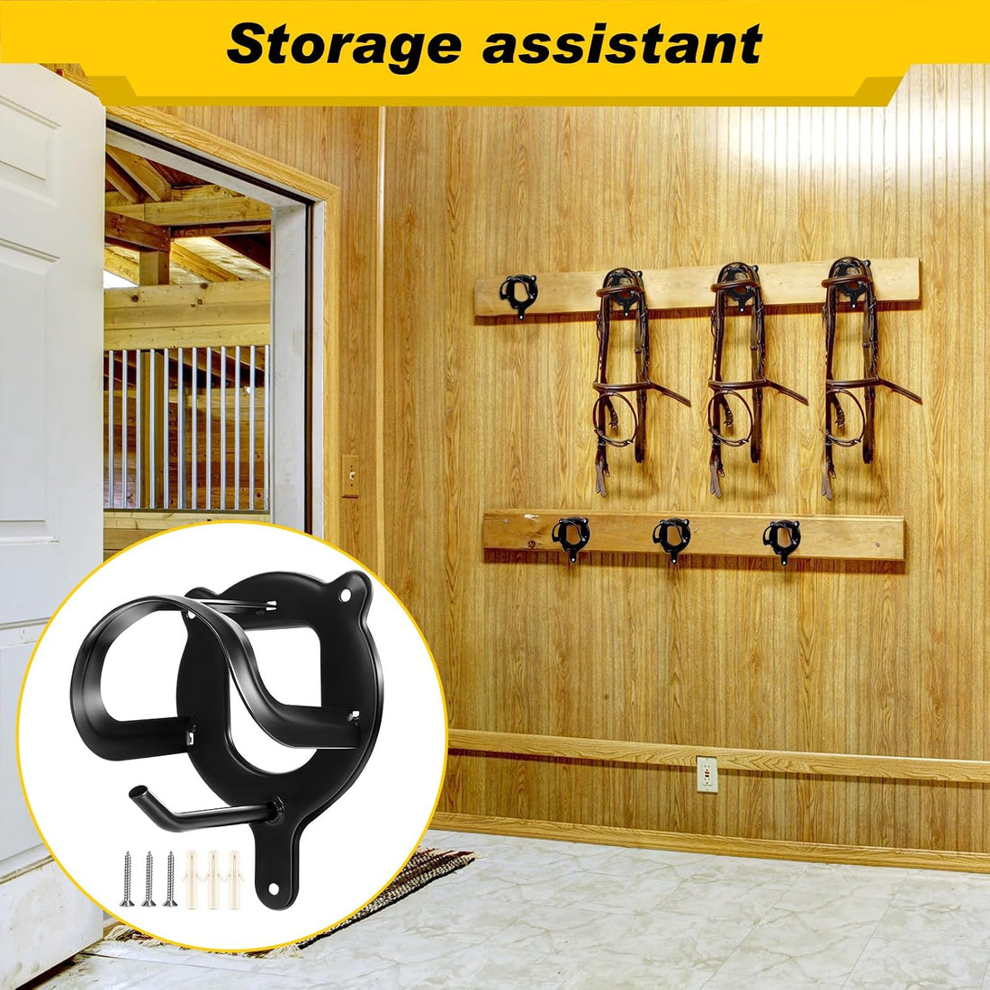 Dunzy 3 Pcs Bridle Hooks Horse Bridle Rack