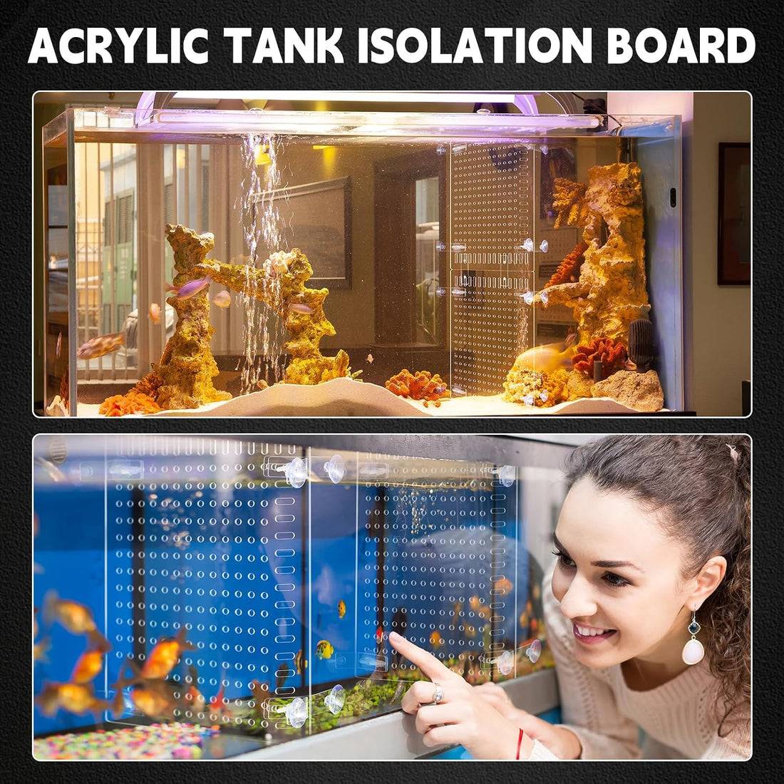 Nuanchu 4 Set Aquarium Divider 11.4 x 9.75'' Acrylic Fish Tank Panels