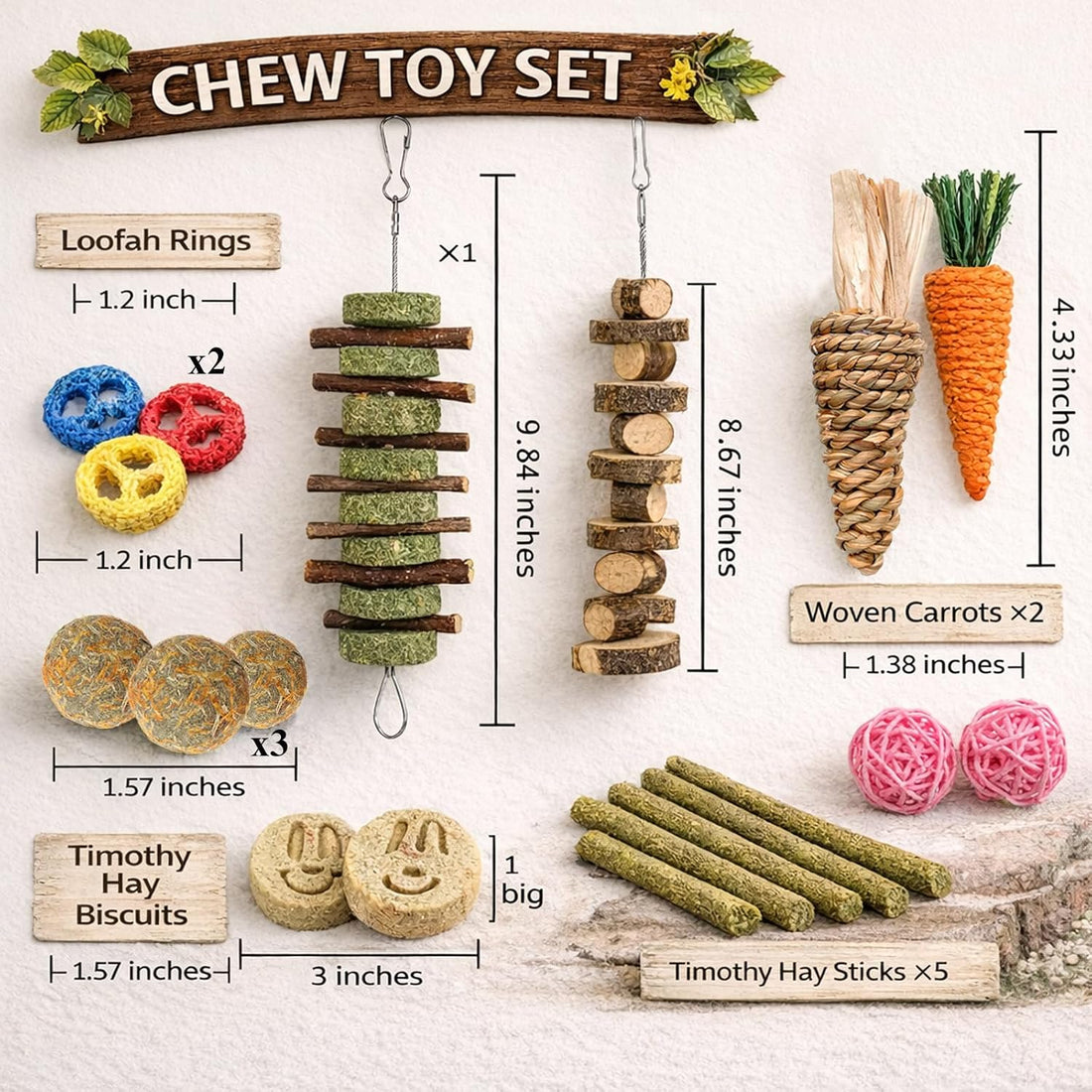 Grddaef 20 PCS Bunny Chew Toys for Teeth