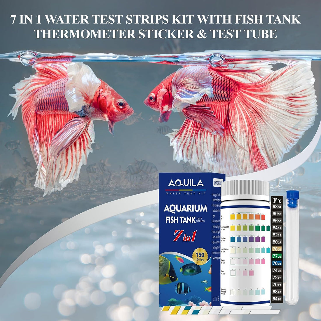 Aquarium Water Ammonia Test Strips 7 in 1