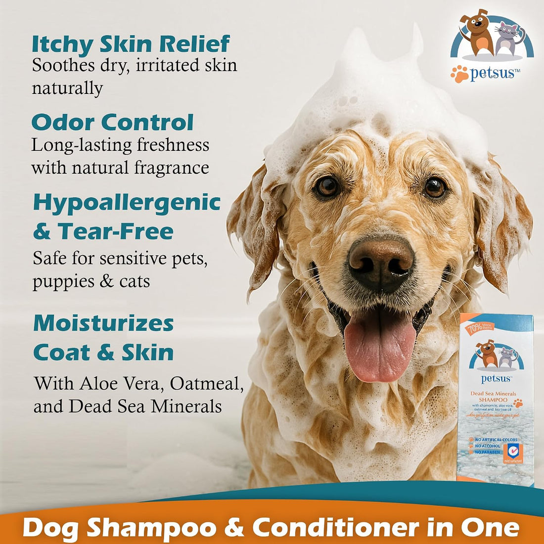 Petsus Anti-Itch Relief Dog & Cat Shampoo + Conditioner with Dead Sea