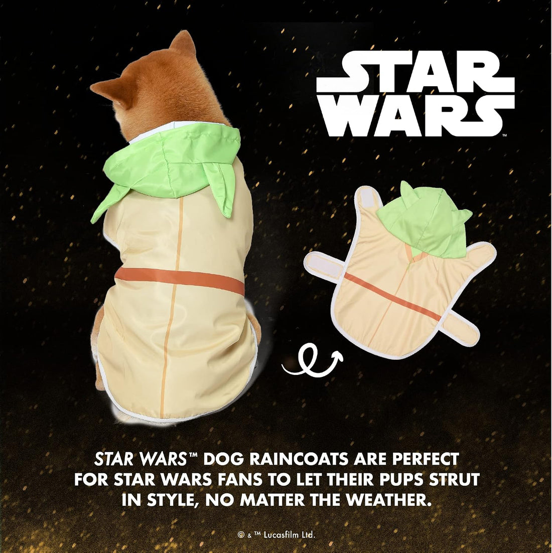 Star Wars for Pets Yoda Dog Raincoat, Medium