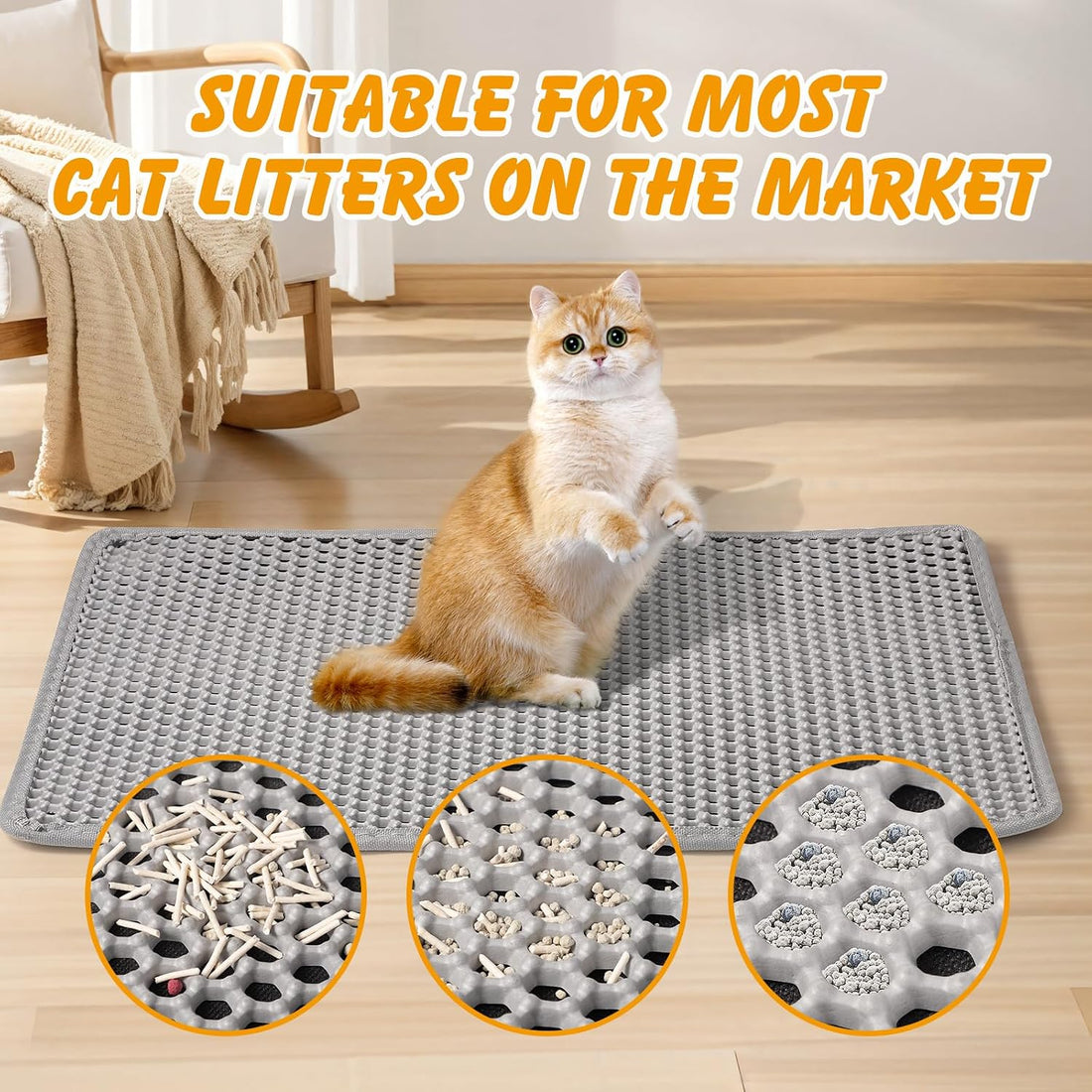 ondware Cat Litter Mat, 30x24 Inch Double Layer Litters Box Mat
