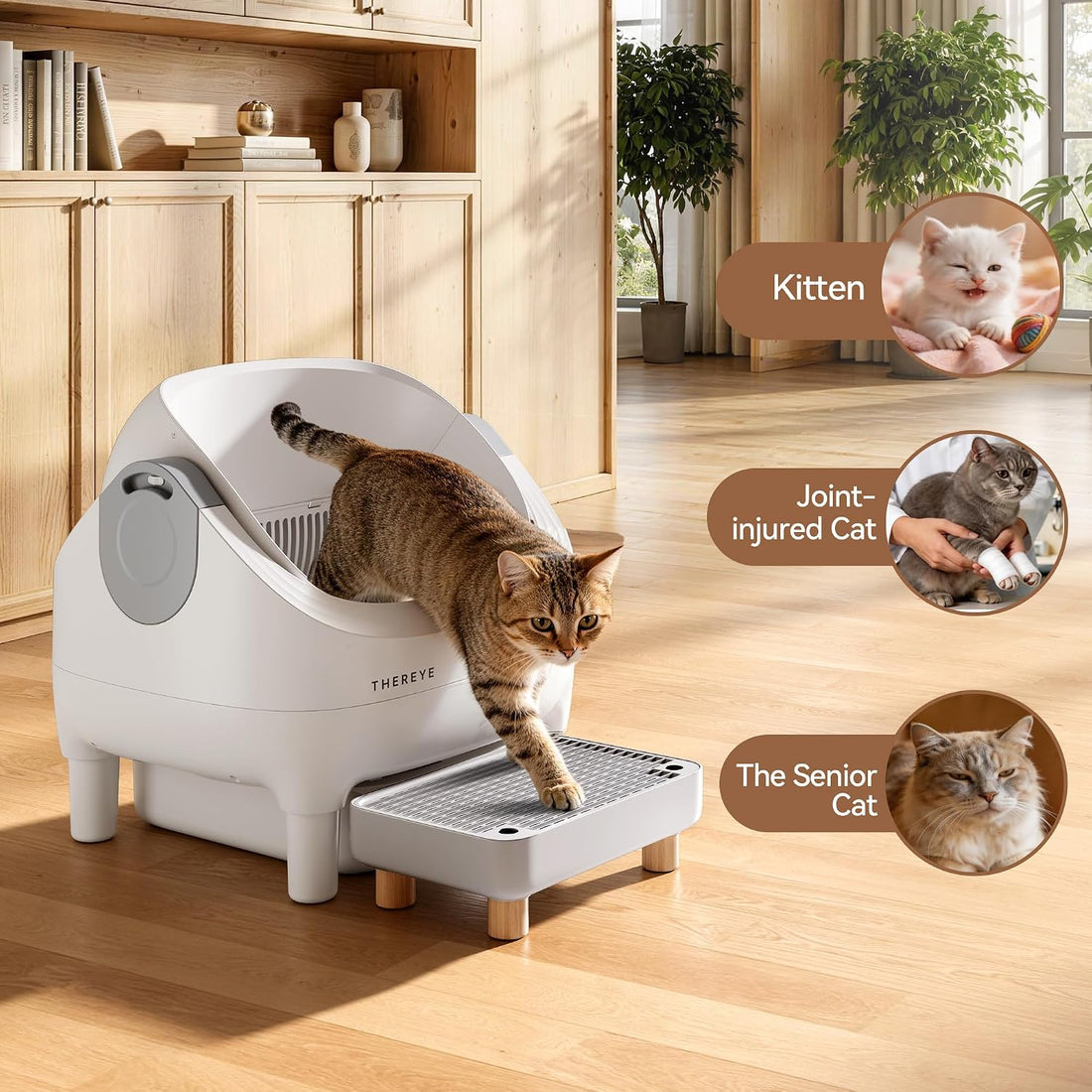 Thereye Cat Litter Box Step, Non-Slip Washable Litter Box Ramp