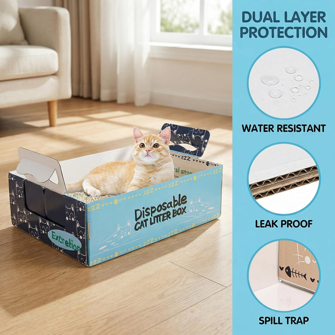 Hiceeden 8 Pcs Disposable Litter Box for Cats