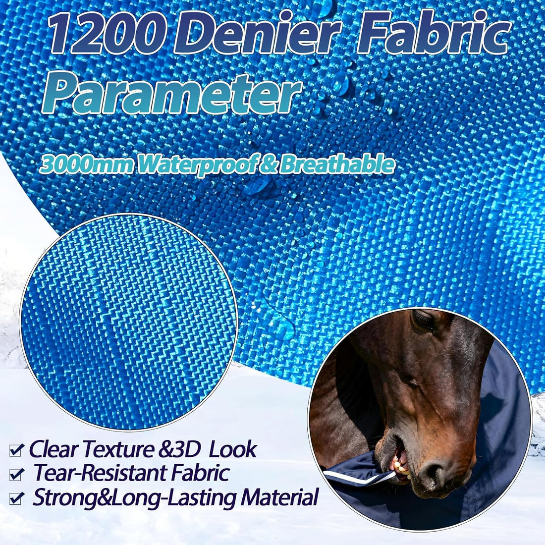 1200D Fall Horse Turnout Sheet (0g No Fill) Horse Blanket,Blue Black