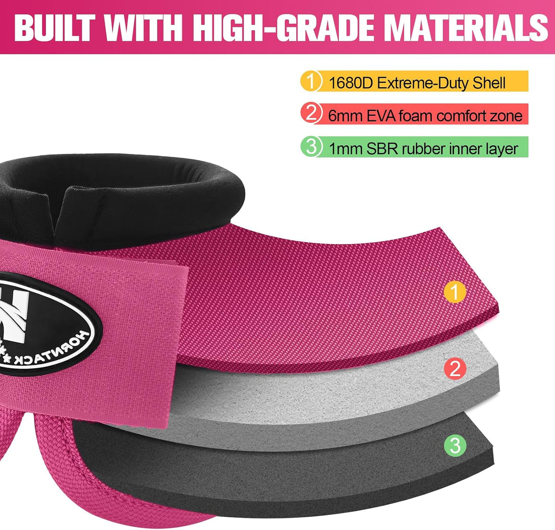 Horse Bell Boots for Outdoor Sports(Raspberry, XL)