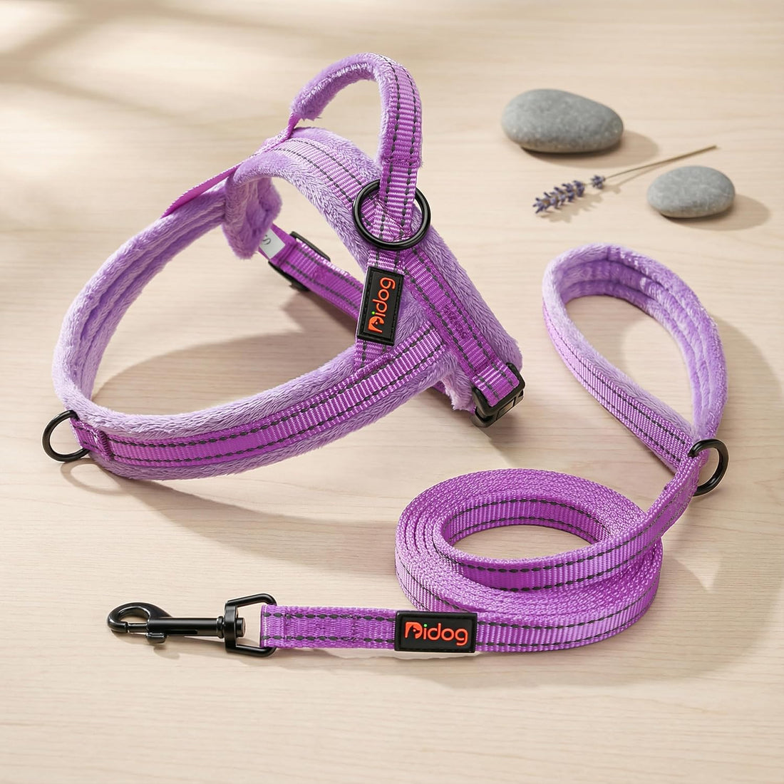 Didog No Pull Dog Harness for Small Dogs, Soft Flannel Padded, Purple