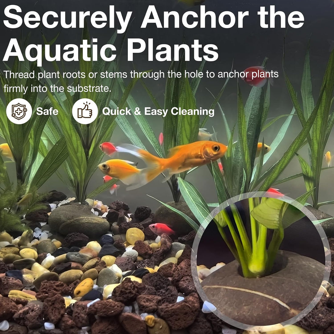 6 Pcs Natural River Rocks for Aquarium Plant Weights, Fish Tank Decor