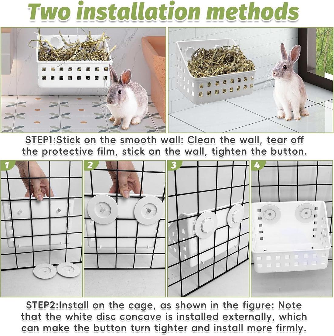 PINVNBY Hay Feeder for Rabbits, Less Wasted Hay Rack Manger