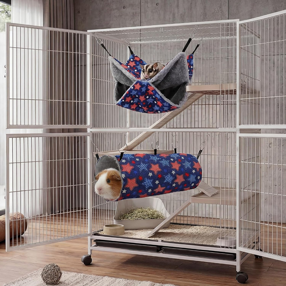 petonfun Ferret Rat Hammock Tunnel for Cage Guinea Pig Hideout Toy Bed