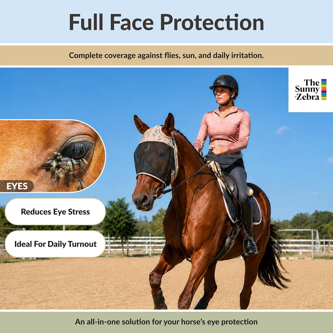 TSZ Fly Free Ride Horse Fly Mask Standard