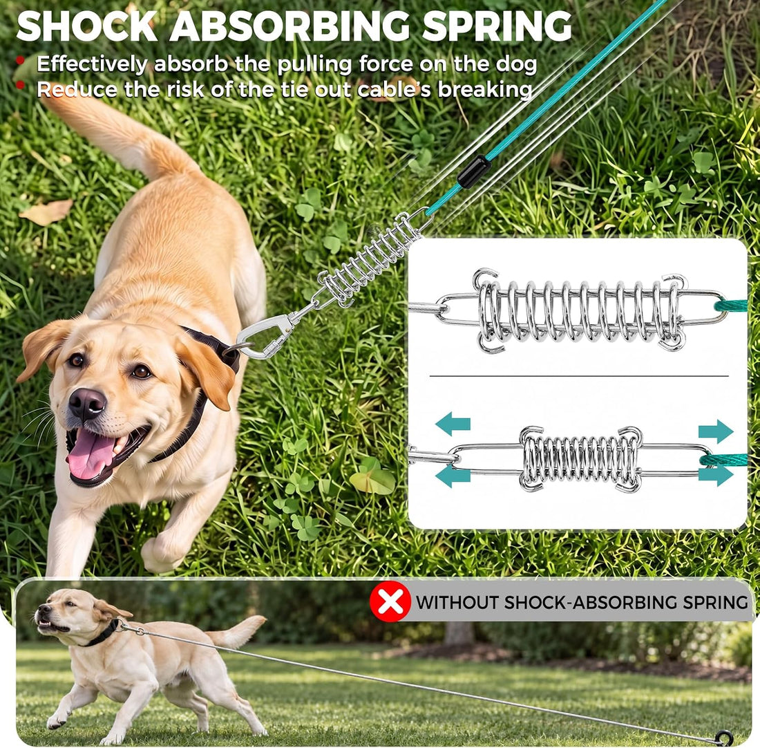 Snagle Paw Tie Out Cable for Dogs, 50FT Dog Leads for Yard Chew Proof