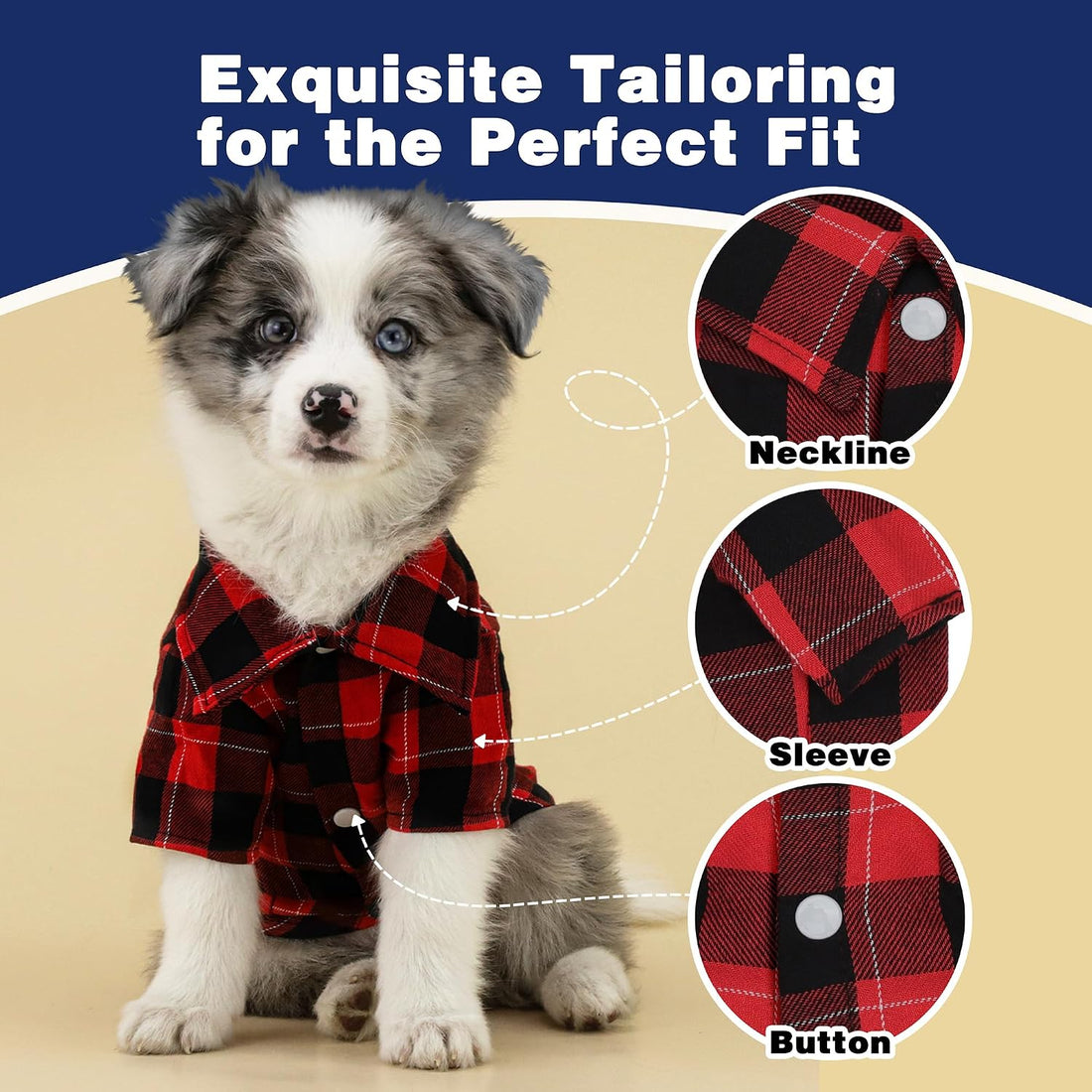 Paiaite Plaid Dog Shirt: Classic Checkered Style in Pure Cotton