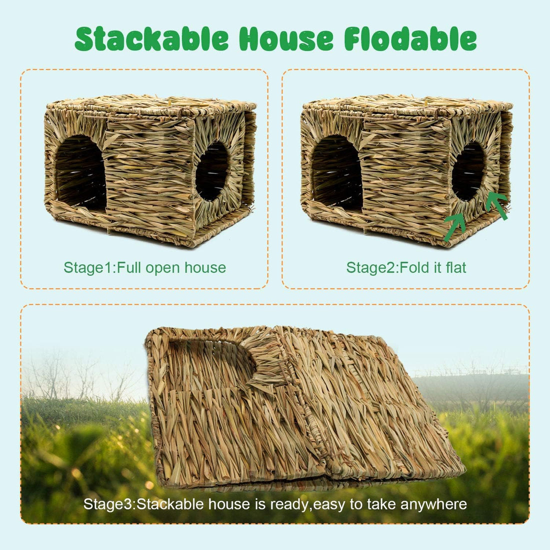 BWOGUE Extra Large Grass House for Rabbits