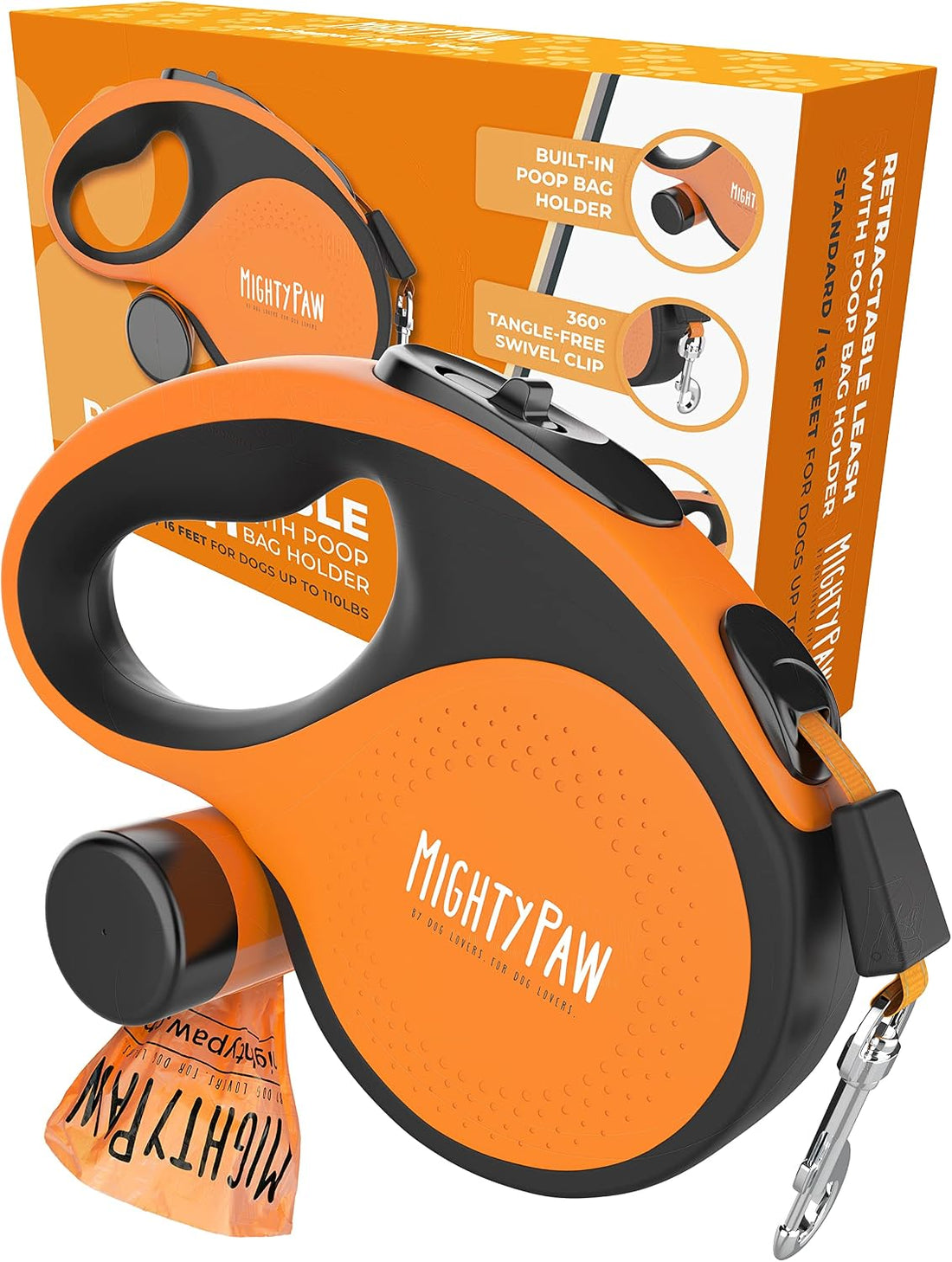 Mighty Paw Retractable Dog Leash, for Large Dogs, 50-110 lbs
