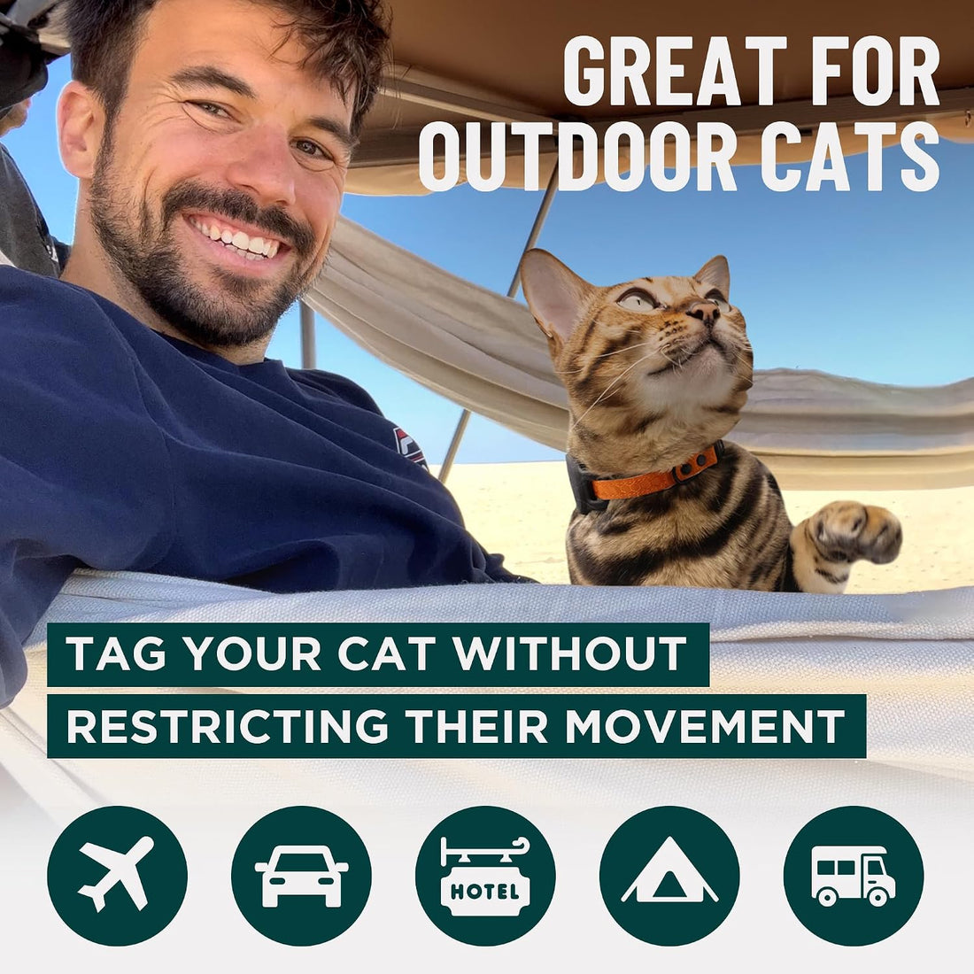 OutdoorBengal Durable Breakaway Cat Collar, No Bell (Blue, M/L)