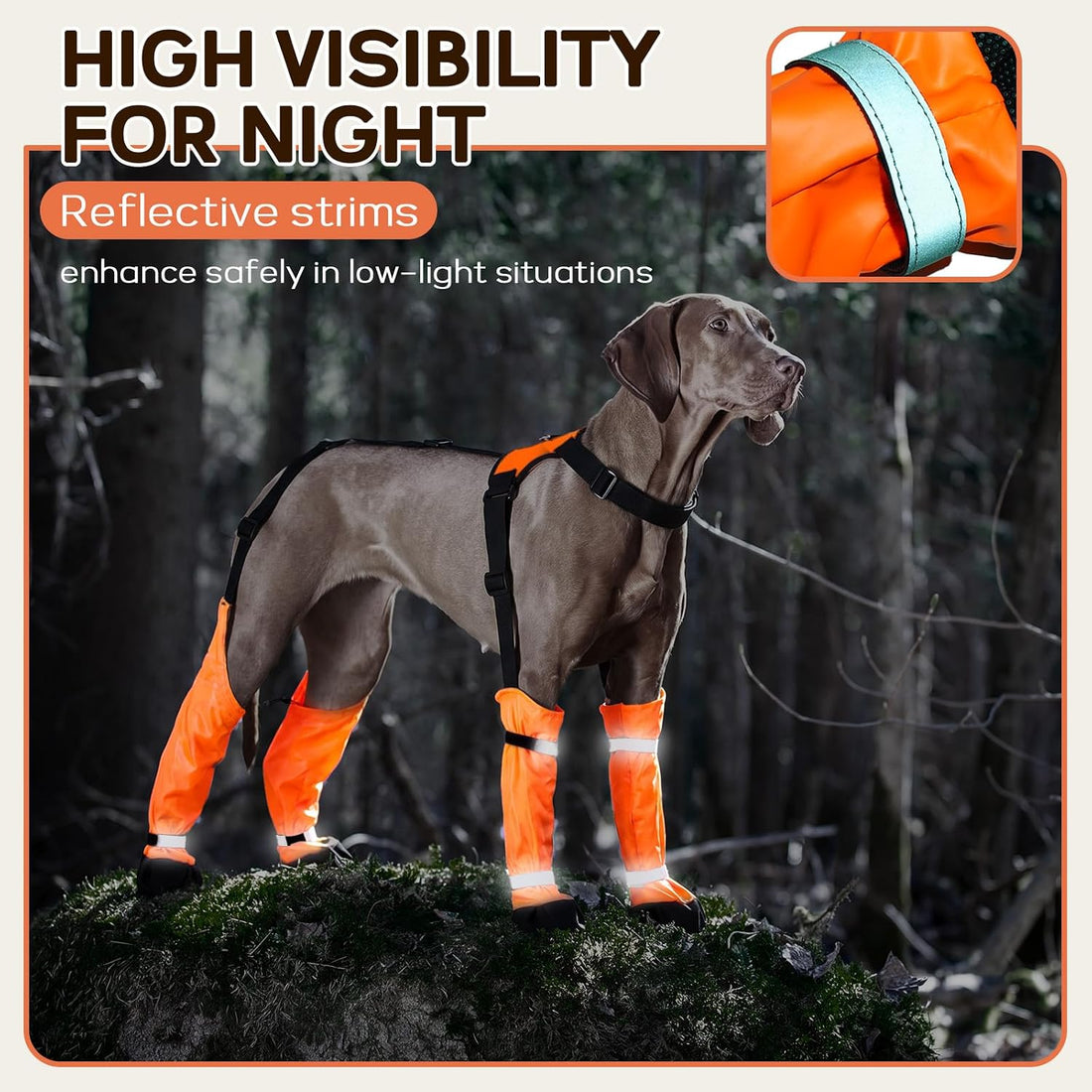QBLEEV Dog Suspender Boots, Waterproof Dog Rain Boots Paw Protector