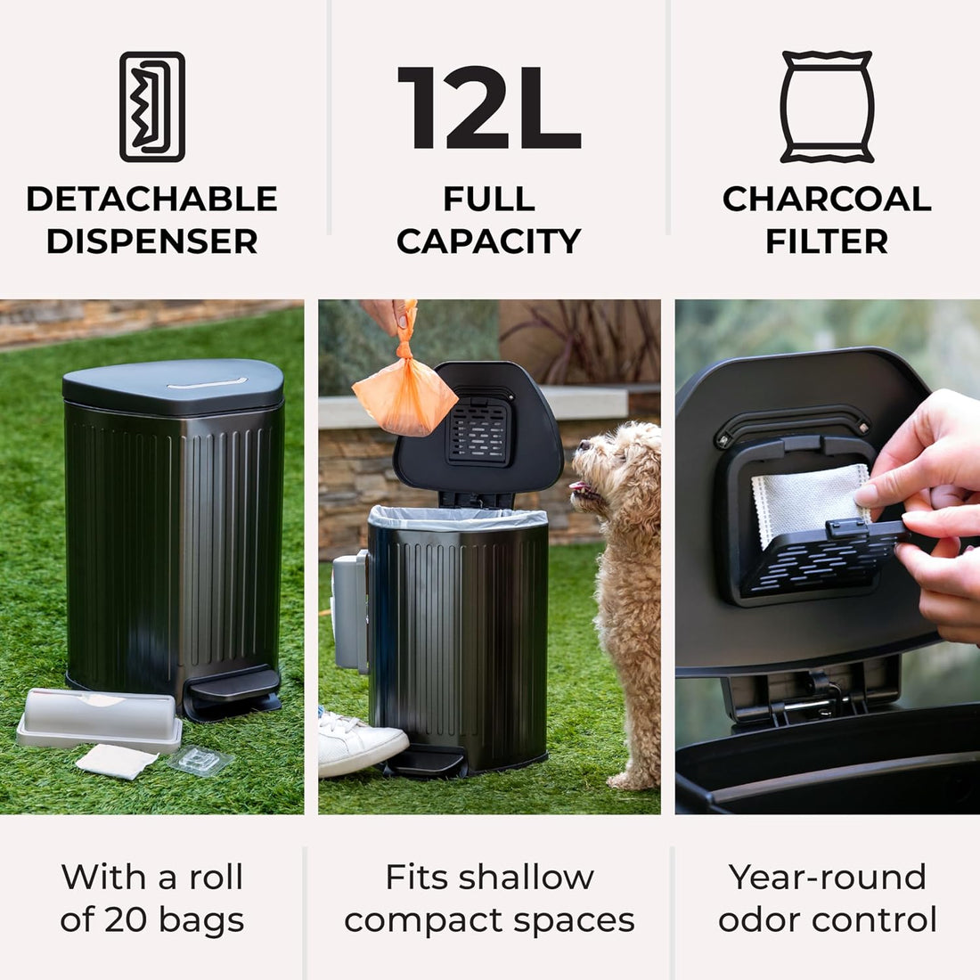 Dog Poop Trash Can Outside with Lid