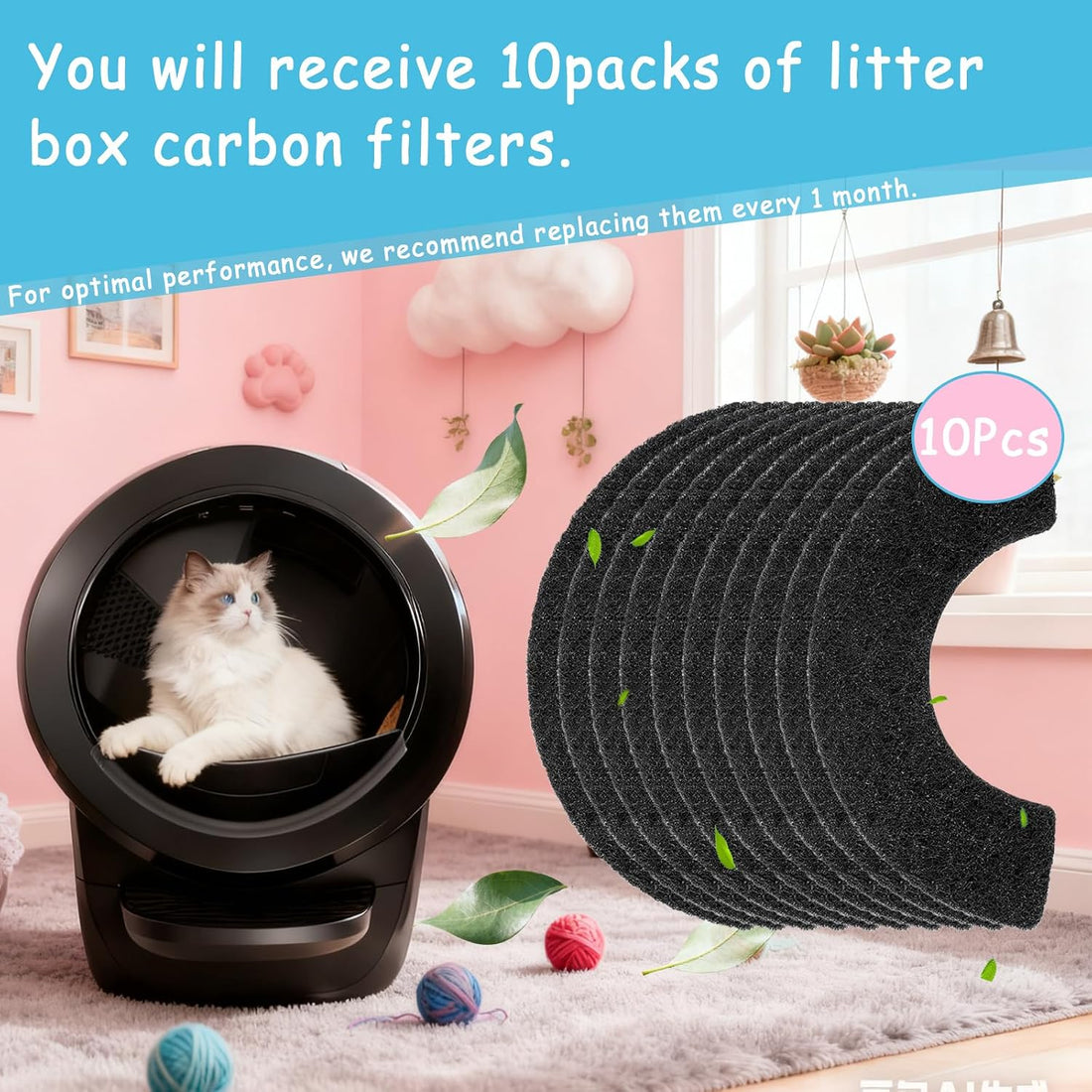 10 Pack Carbon Filters Compatible with Litter Robot 4,Cat Litter Box