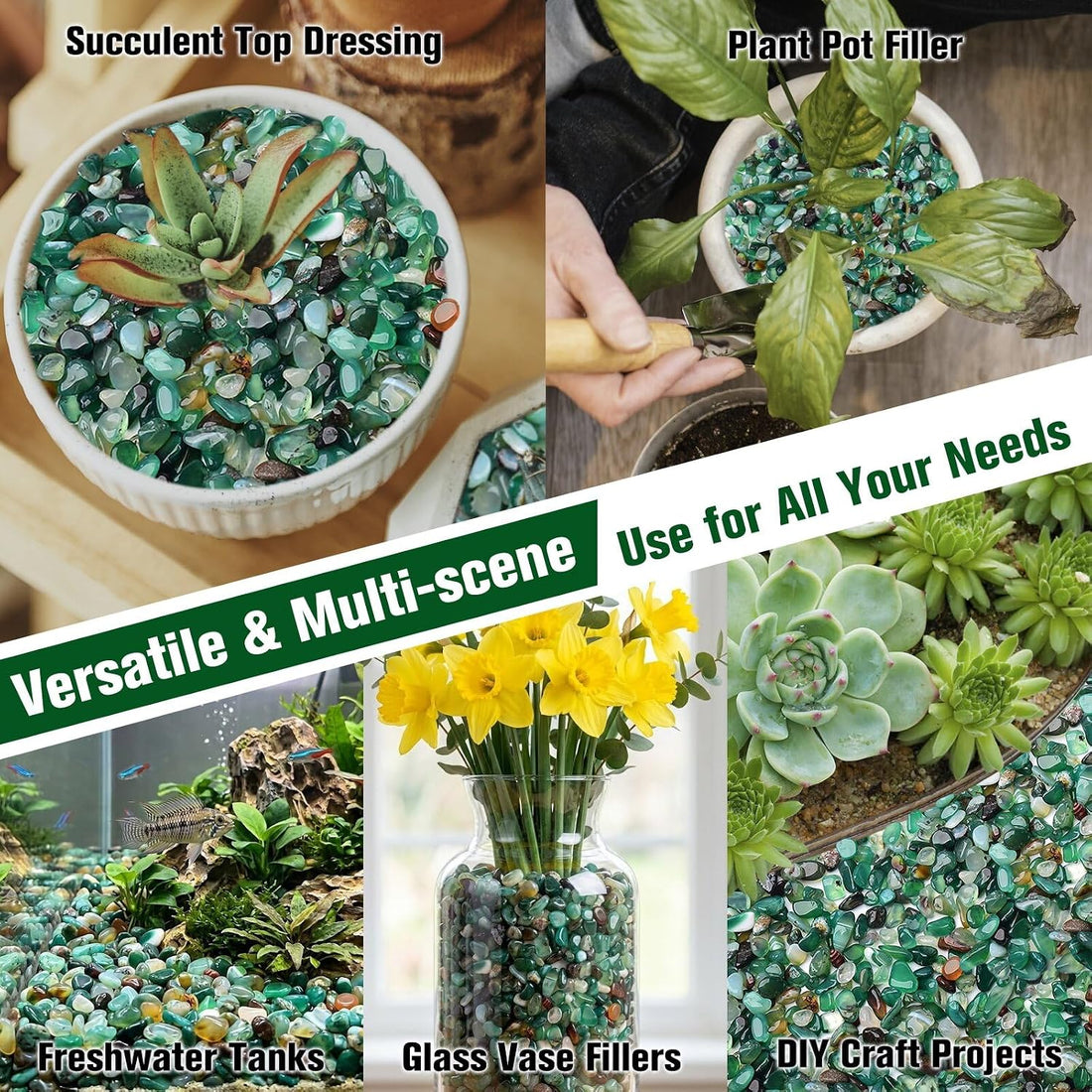 Halatool 2.2LB Green Agate Aquarium Gravel