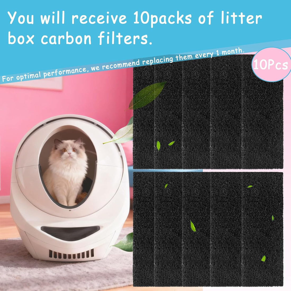 10 Pack Carbon Filters Compatible with Litter Robot 3