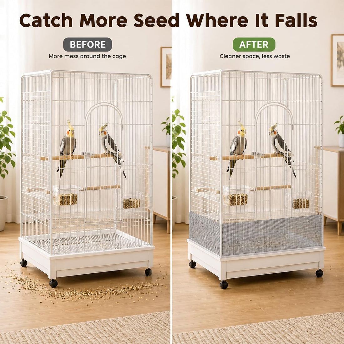 Bird Cage Seed Catcher Guard Self-Adhesive Mesh Roll, 16.4 ft x 2.8 in