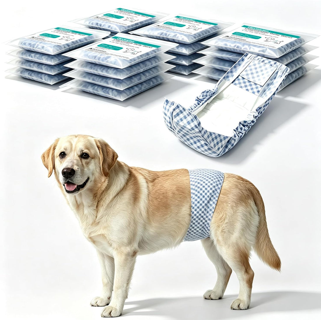 Belly Bands for Male Dogs, Individually Wrapped, 20 ct