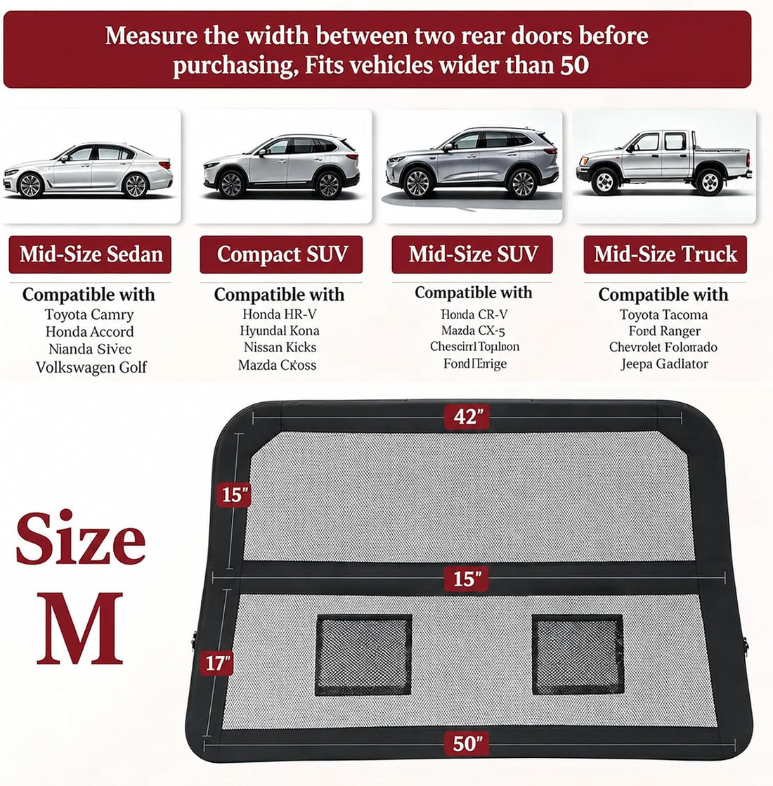 Dog Car Divider for Back Seat & Cargo Area