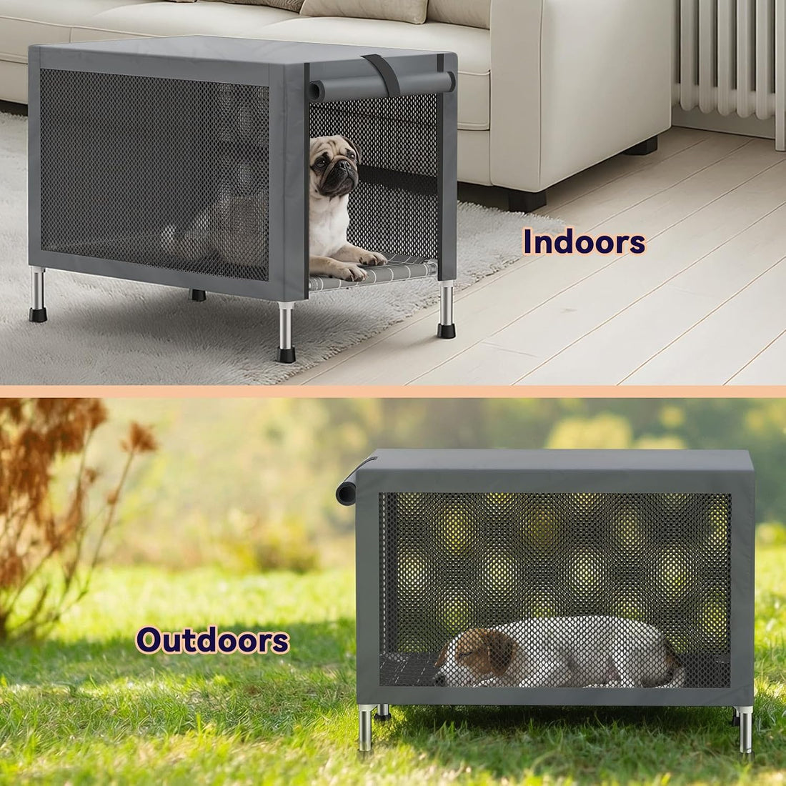 Medium Elevated Dog Crate with Removable Cover