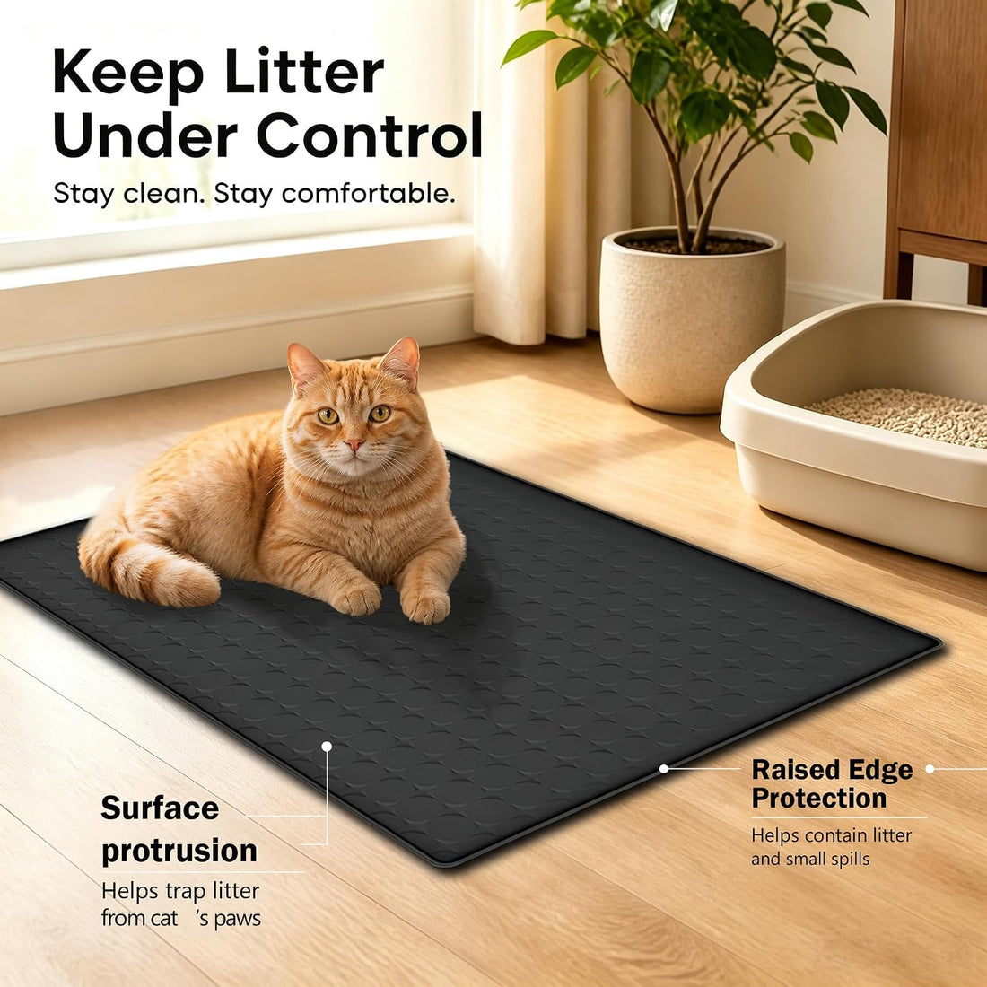 Silicone Cat Litter Mat,Large Waterproof,33.9 x 21.9 in