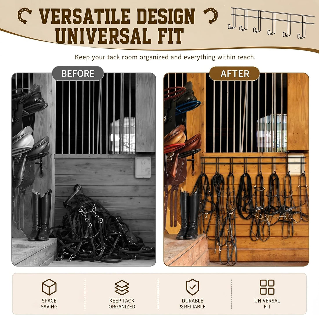 Yaocom 10 Hook 2 Pcs Bridle Hooks Tack Room Metal Wall Hangers Rack