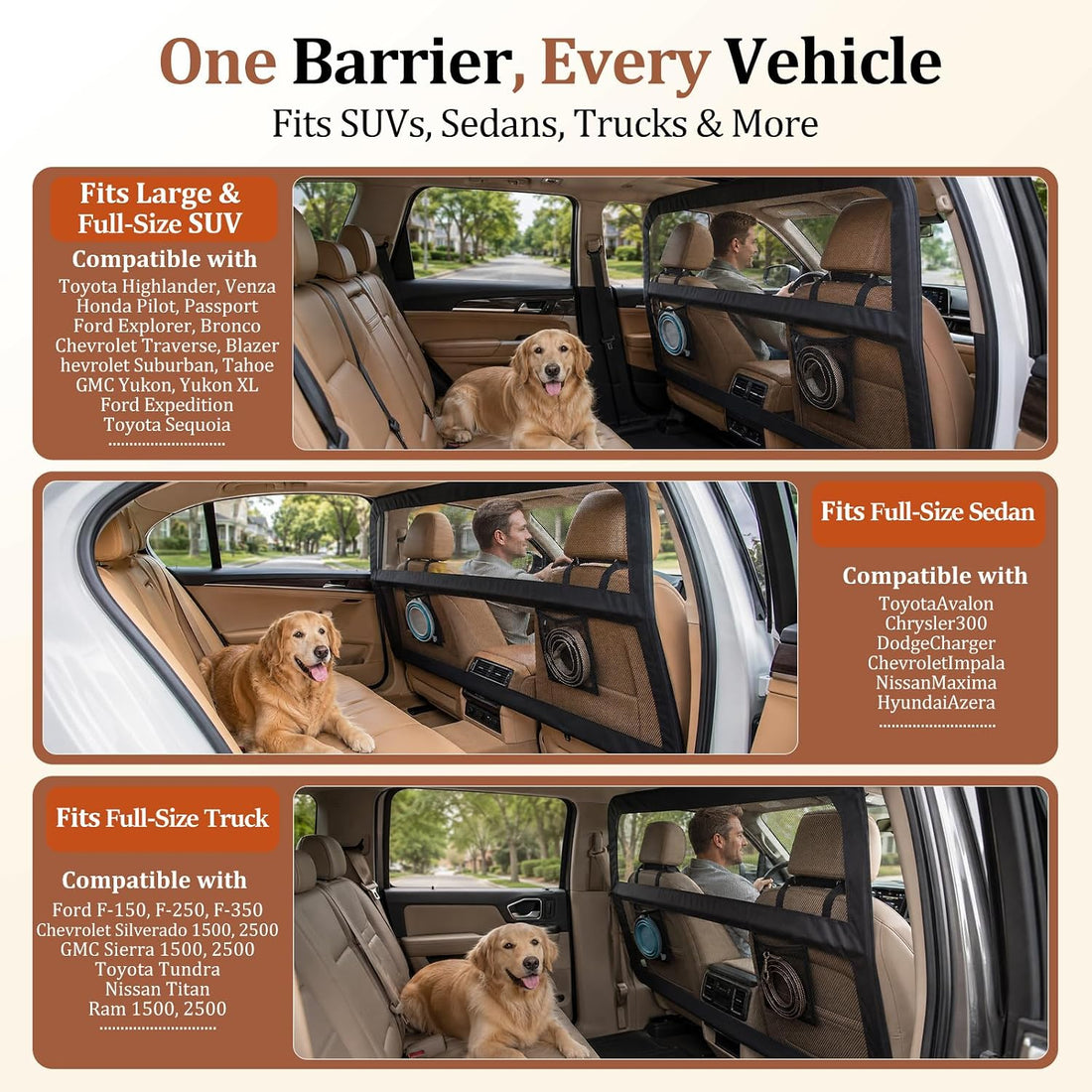 Dog Car Barrier for SUVs Trucks Sedans