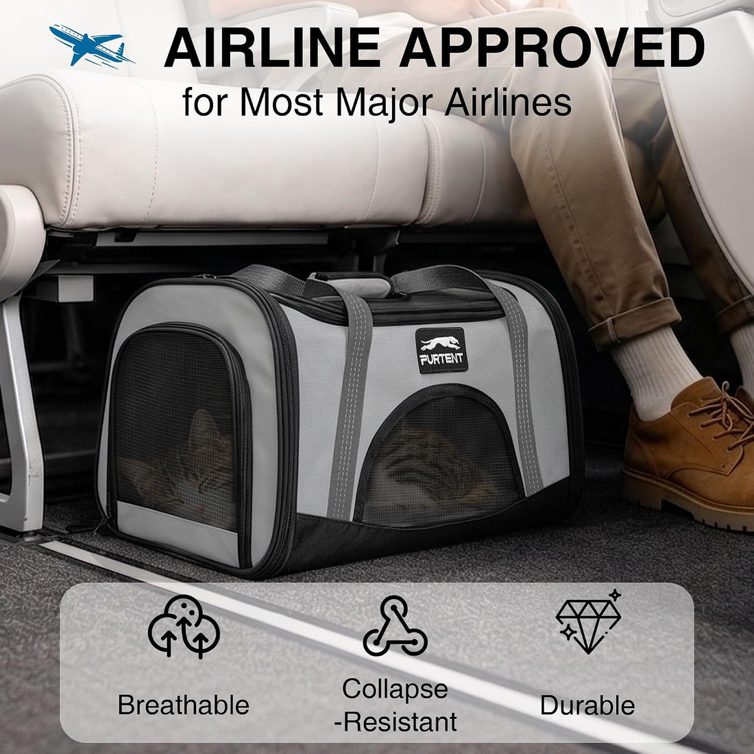Soft Sided Cat Carrier Airline Approved Pet Travel Bag for Pet Up
