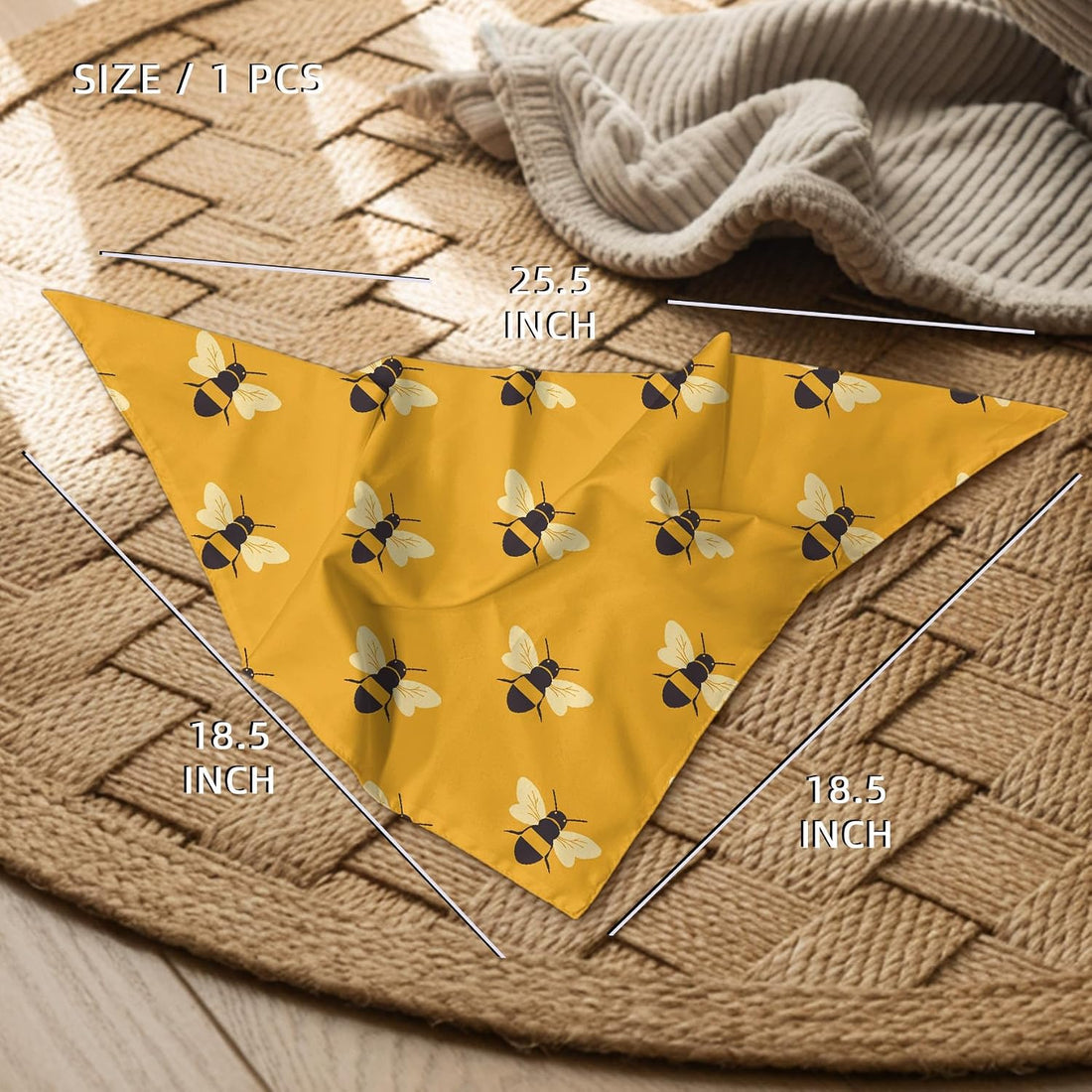 Yellow Bees Dog Bandanas, Honeybee Dog Scarf