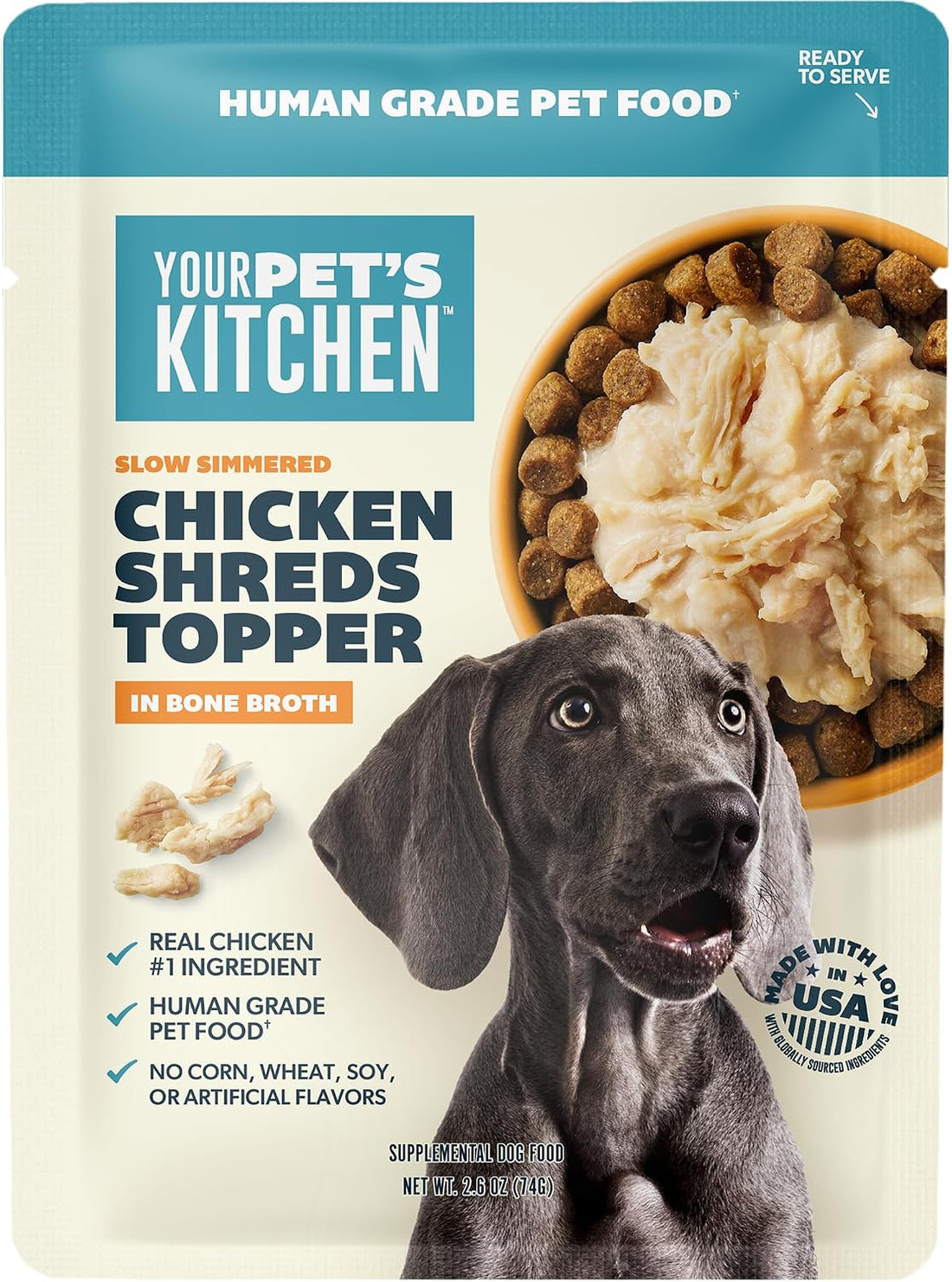YOUR PET'S KITCHEN Chicken Whole Muscle Shreds Dog Topper, 2.6 oz
