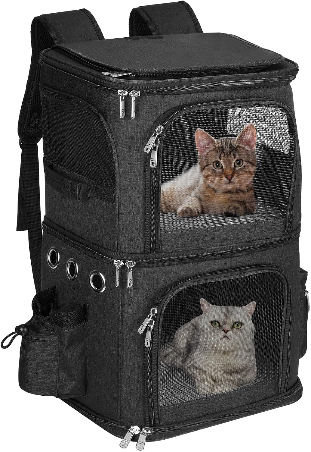HOVONO Double-Compartment Cat Backpack Carrier for Mulit-Cat Families