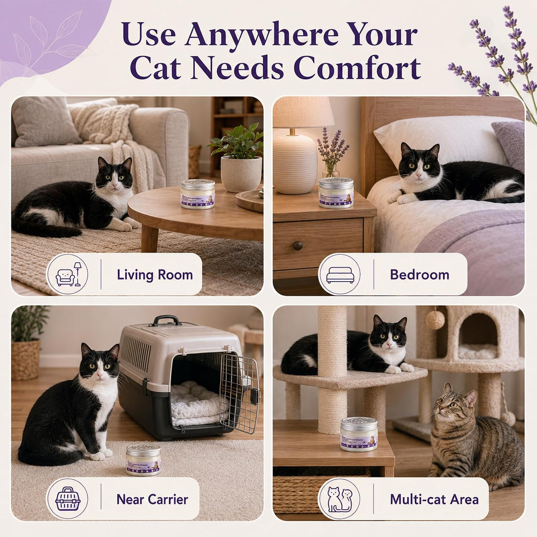 4 Pack Cat Pheromone Calming Diffuser Gel Relieve Anxiety