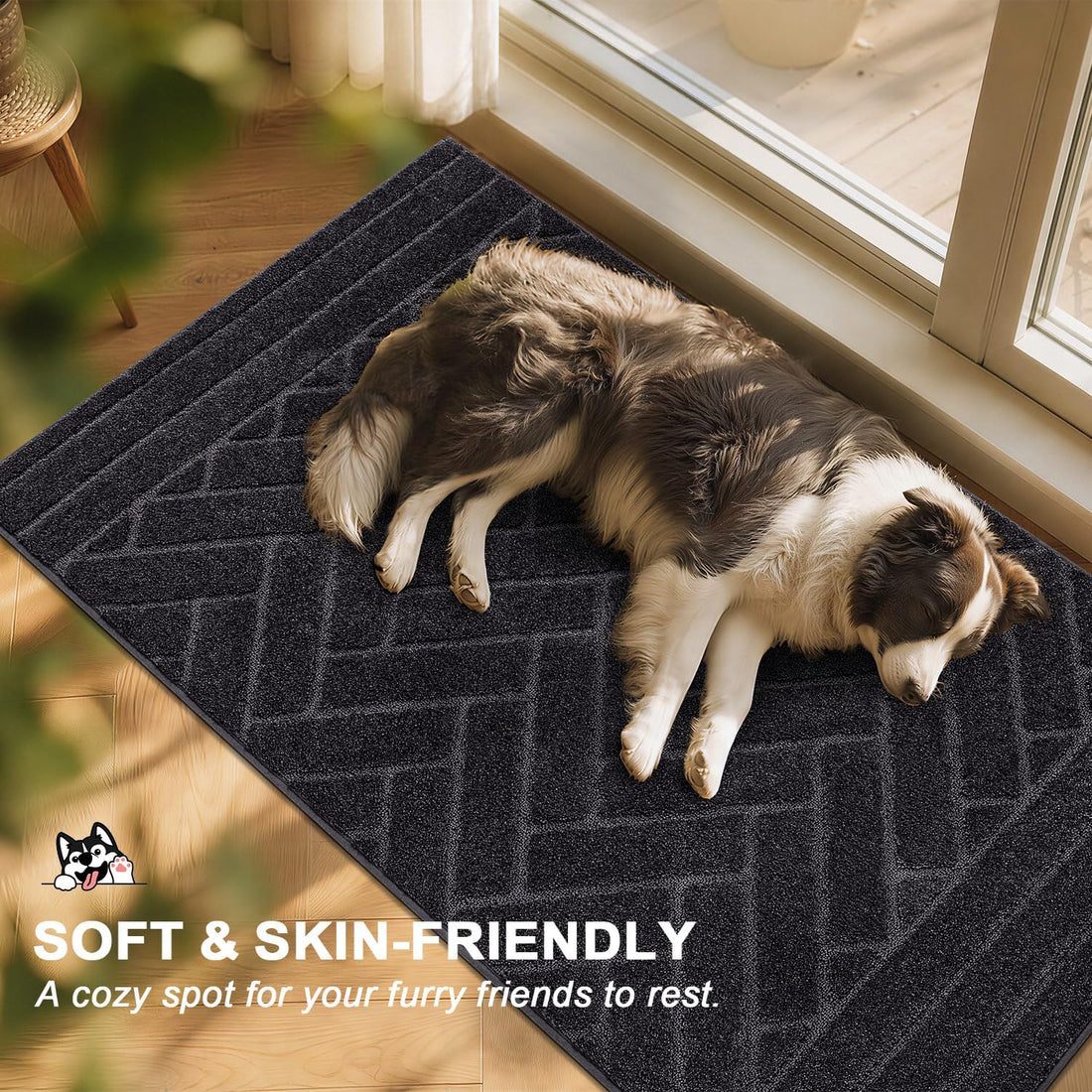 Tindbea Dog Door Mat for Mud Paws, Dirt Trapper Mud Mat, 24"x59"