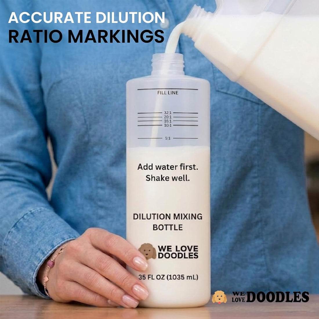 Dilution Bottle for Dog Shampoo, Conditioner & Solutions, 35 oz