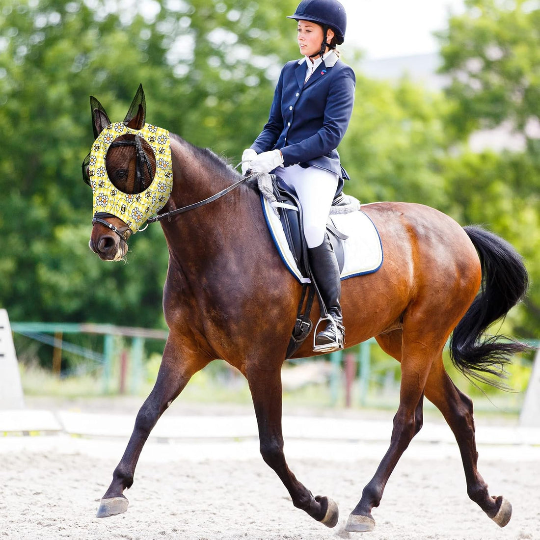 Qualirey 12 Pieces Horse Fly Mask Bulk, Medium, Flower Patterns