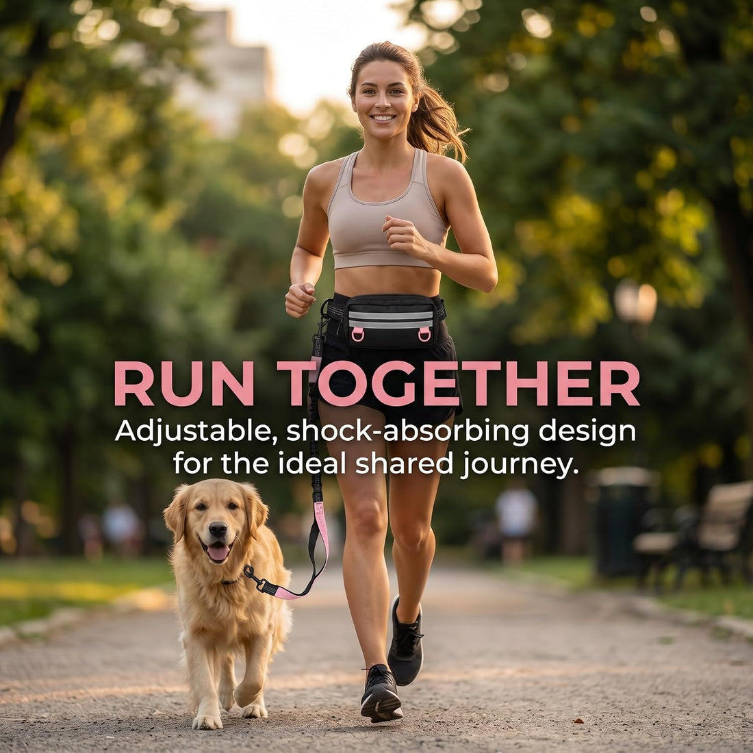 Waist Leash for Dog Walking - Adjustable Hands-Free