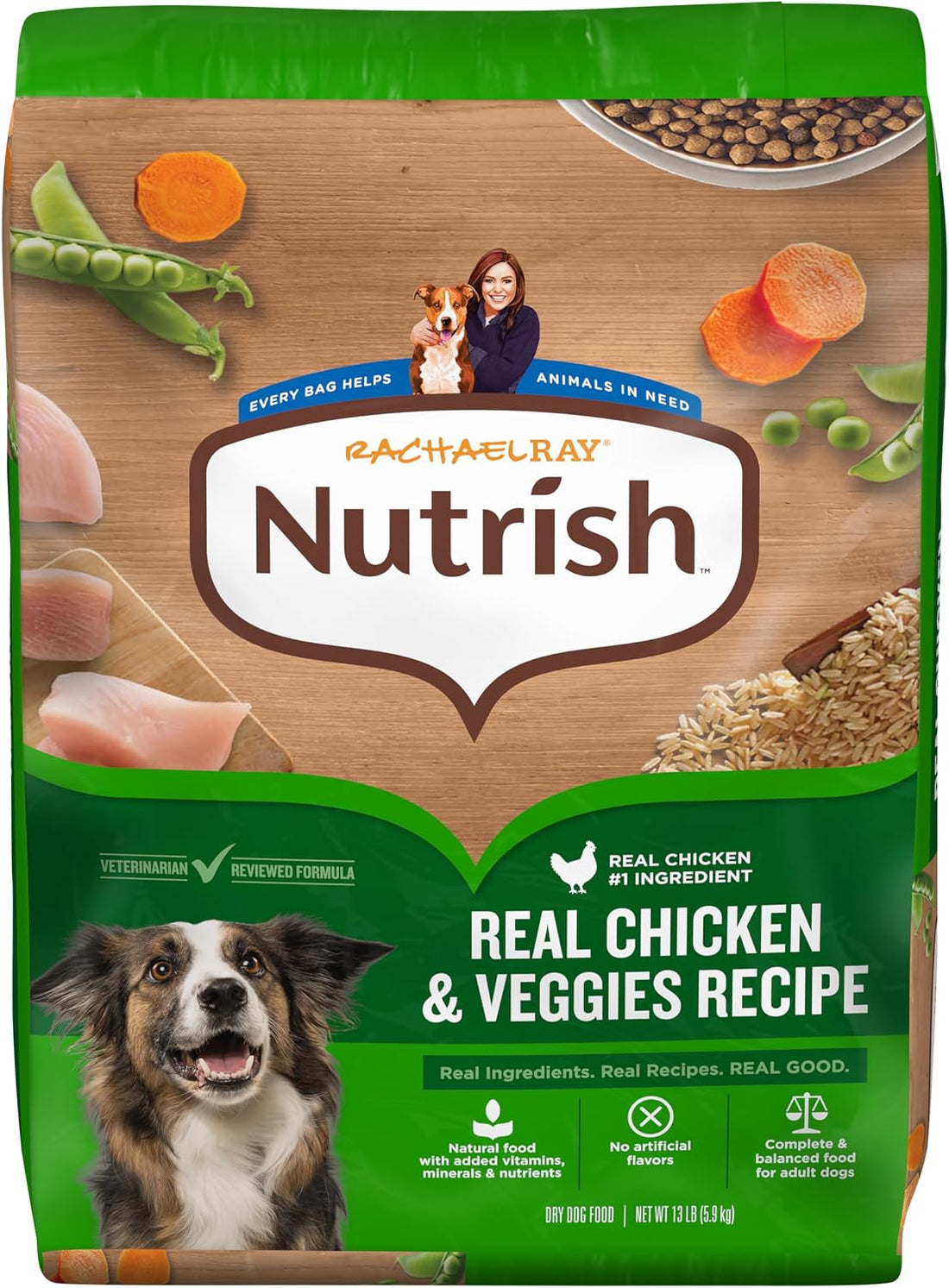 Nutrish Adult Dry Dog Food, Chicken & Veggies, 13 lb. Bag