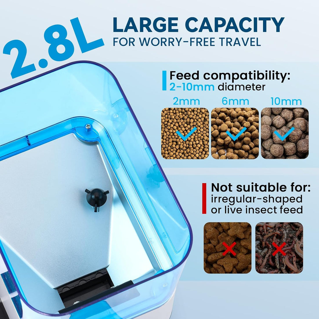 Automatic Fish Feeder for Pond Solar Powered 1.5L Capacity