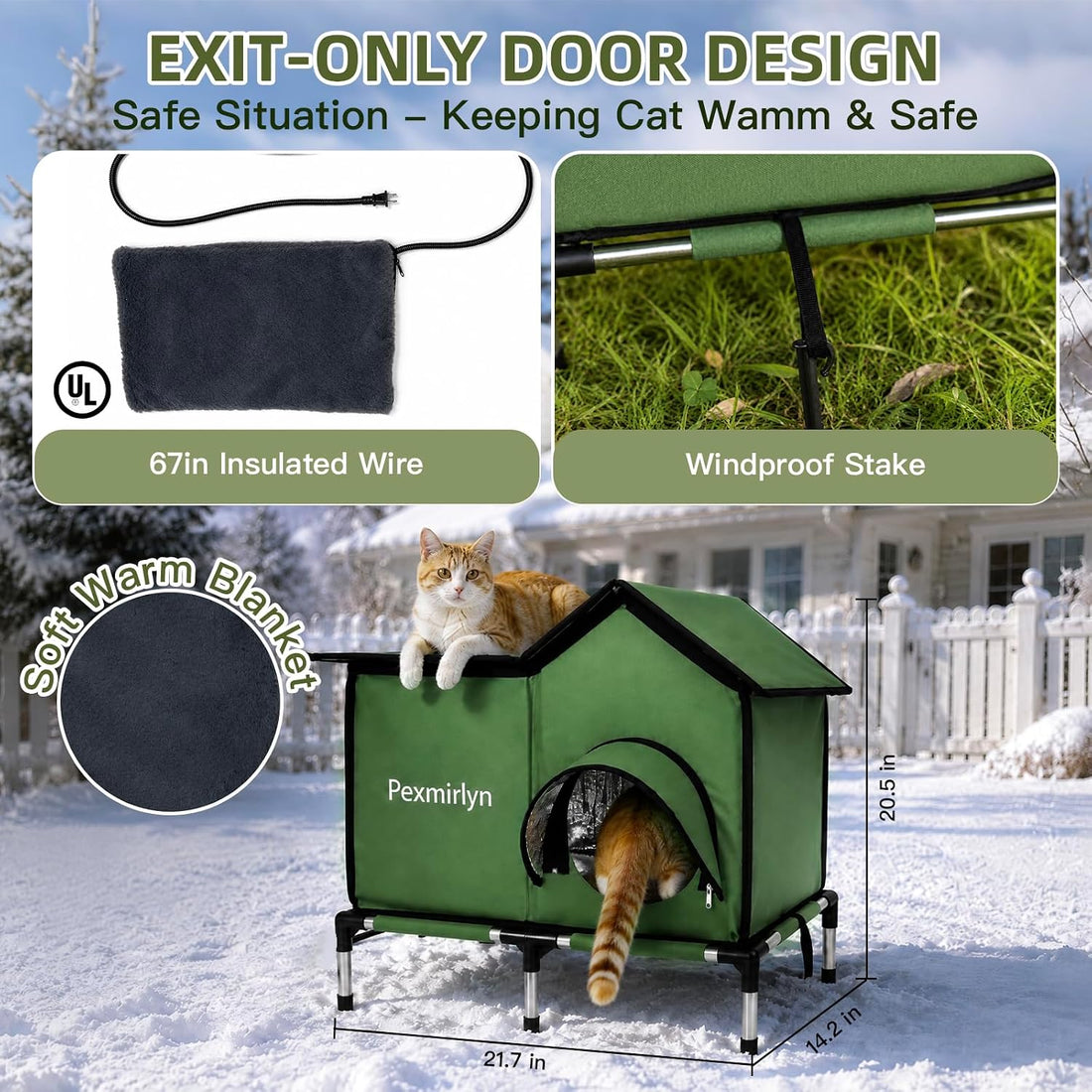 Large Heated Outdoor Cat House for Outside Winter