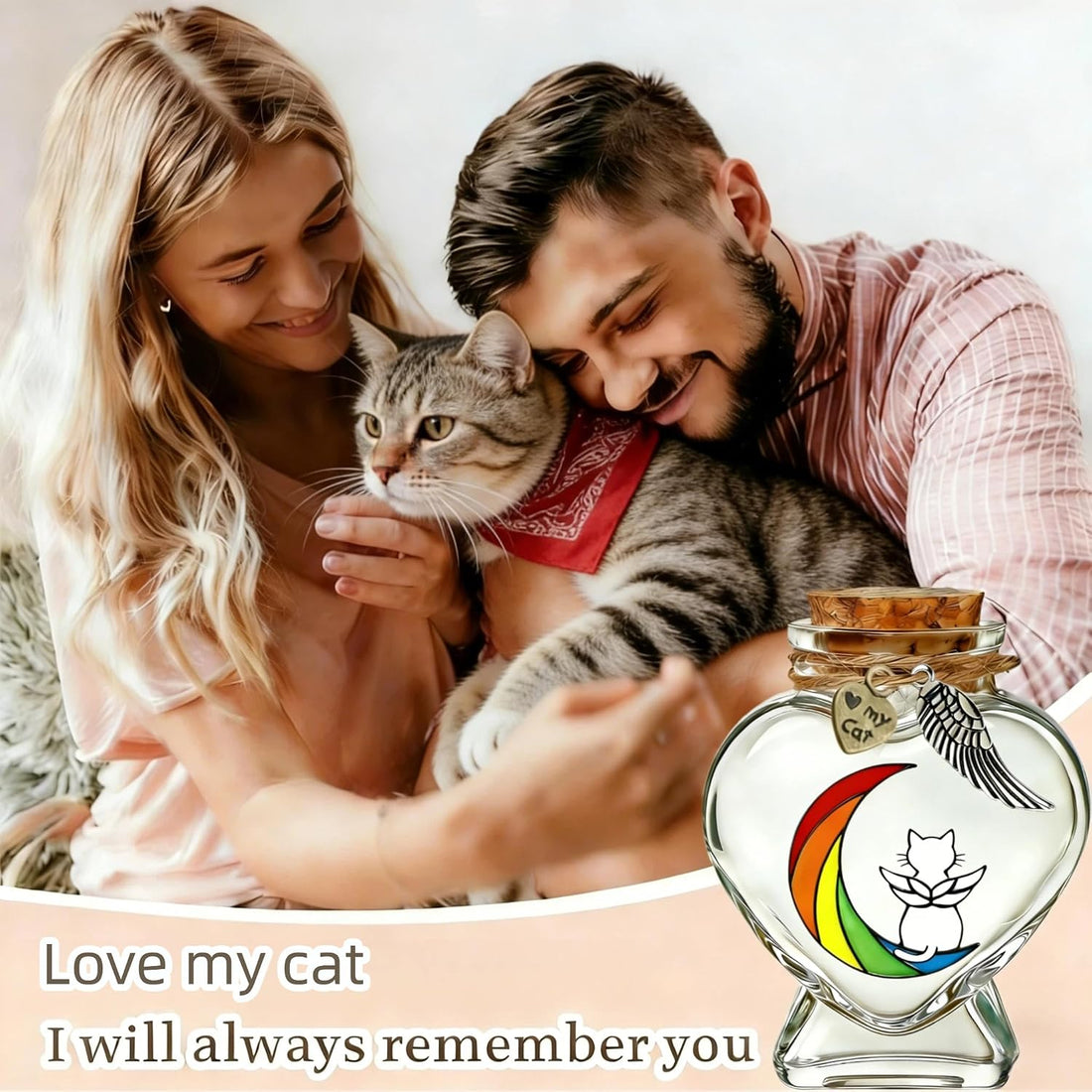 Pet Memorial Bottle for Pet Hair – Heart Shape Glass Fur Keepsake